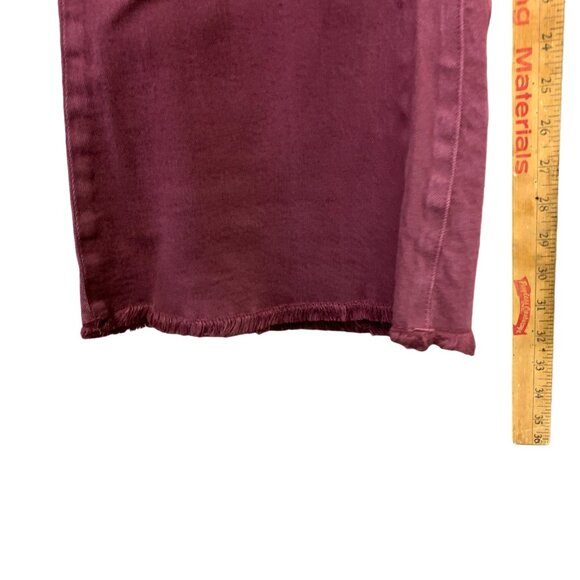 Dear John Womens 28 Vivian Super Flare Jeans Rust Red High Rise Denim Raw Hem - Picture 16 of 16